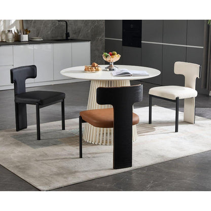 Moderner Esszimmerstuhl Set Braun – 4er Pack mit Holzrücken