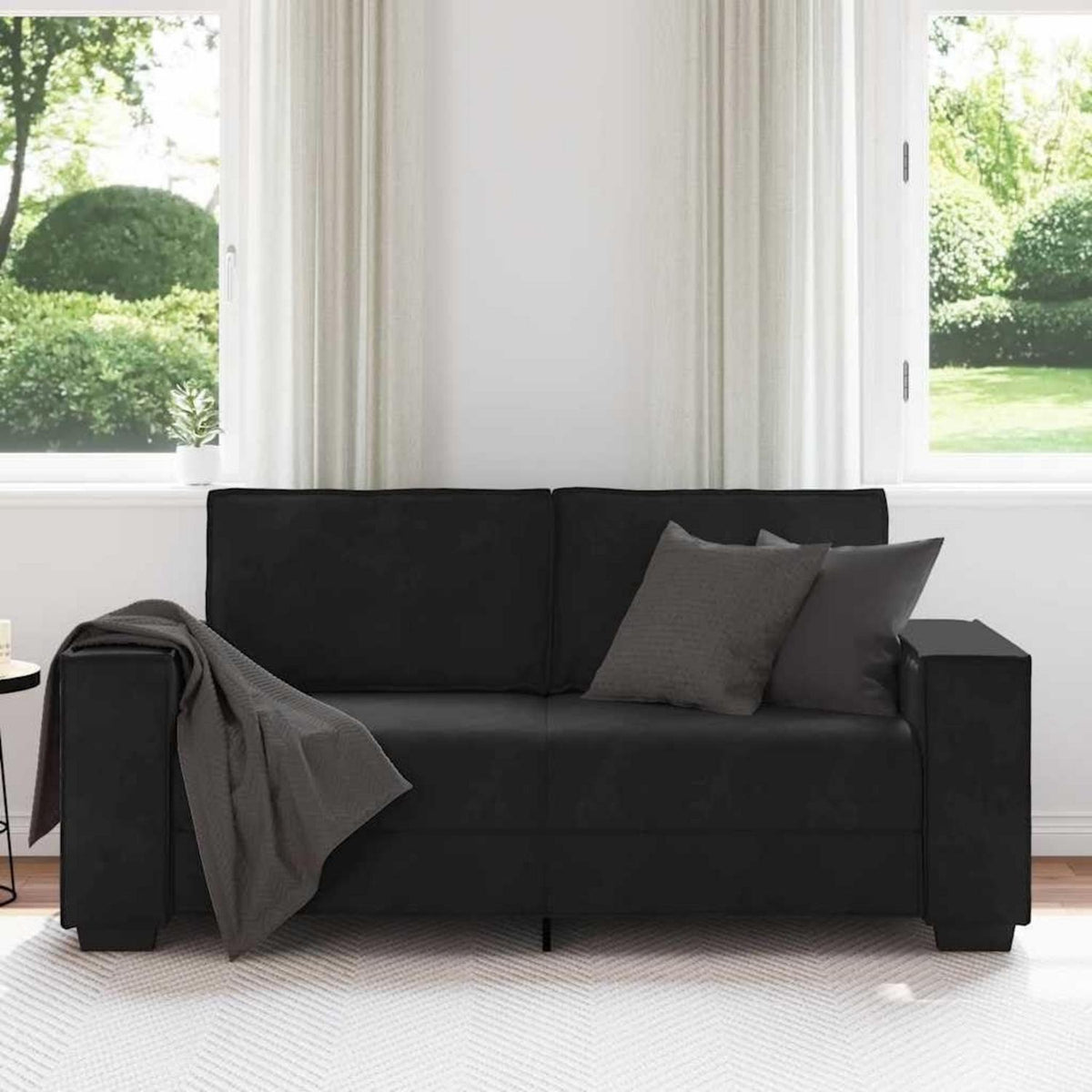 2-Sitzer Sofa Schwarz Samt – Komfortable Polstercouch 140cm