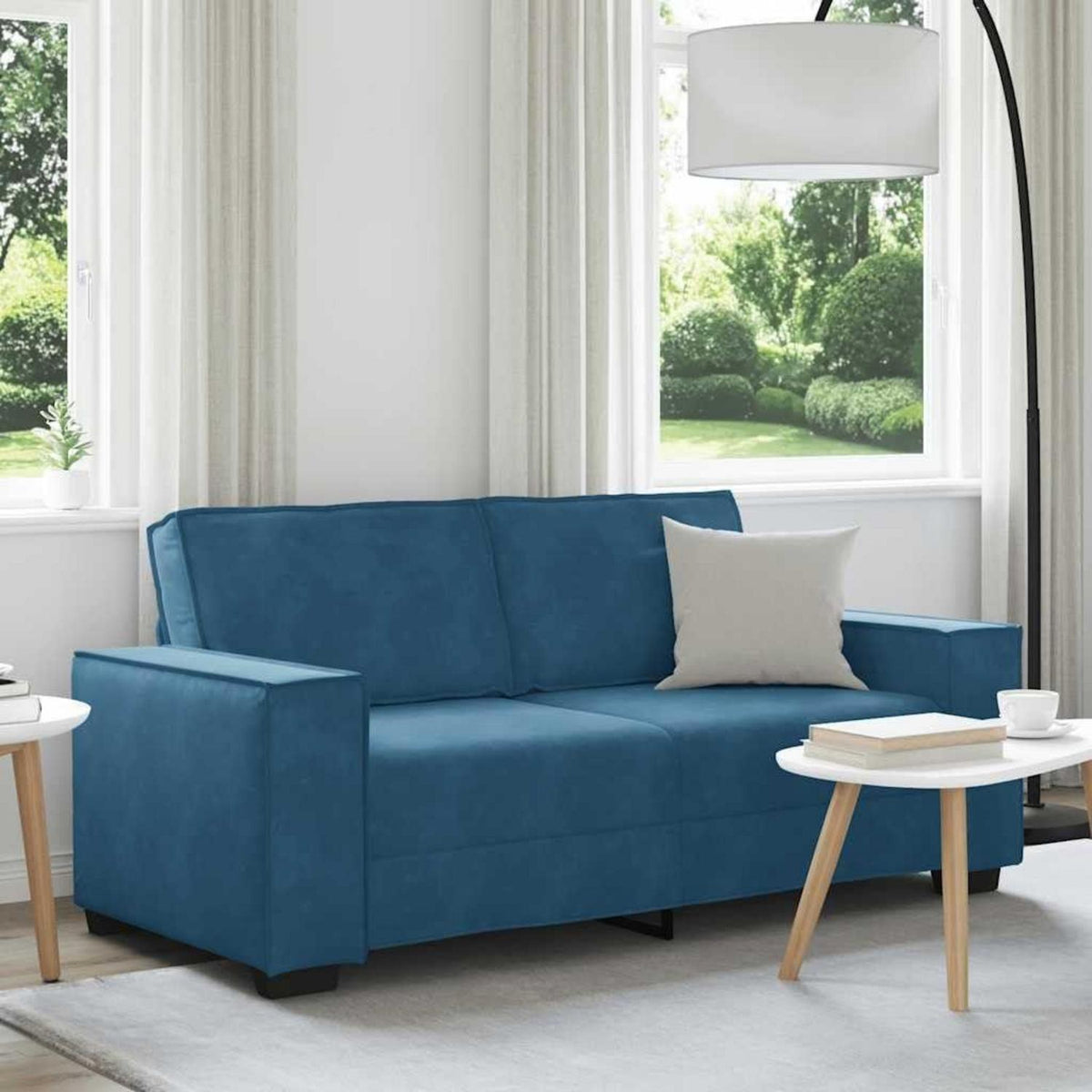2-Sitzer Sofa Blau, Samt, 140 cm – Komfortable Polstercouch
