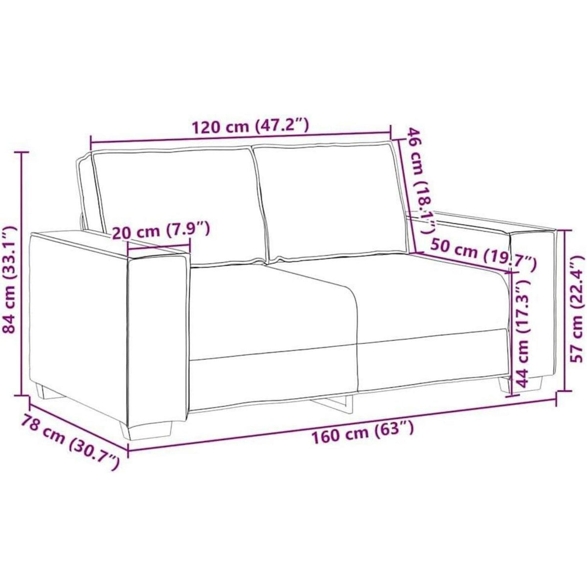 2-Sitzer Sofa Schwarz Samt – Komfortable Polstercouch 120cm