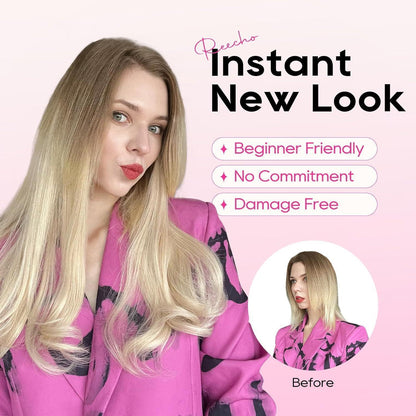 Clip-in Haarverlängerung dunkelbraun mit Strähnchen, 40cm