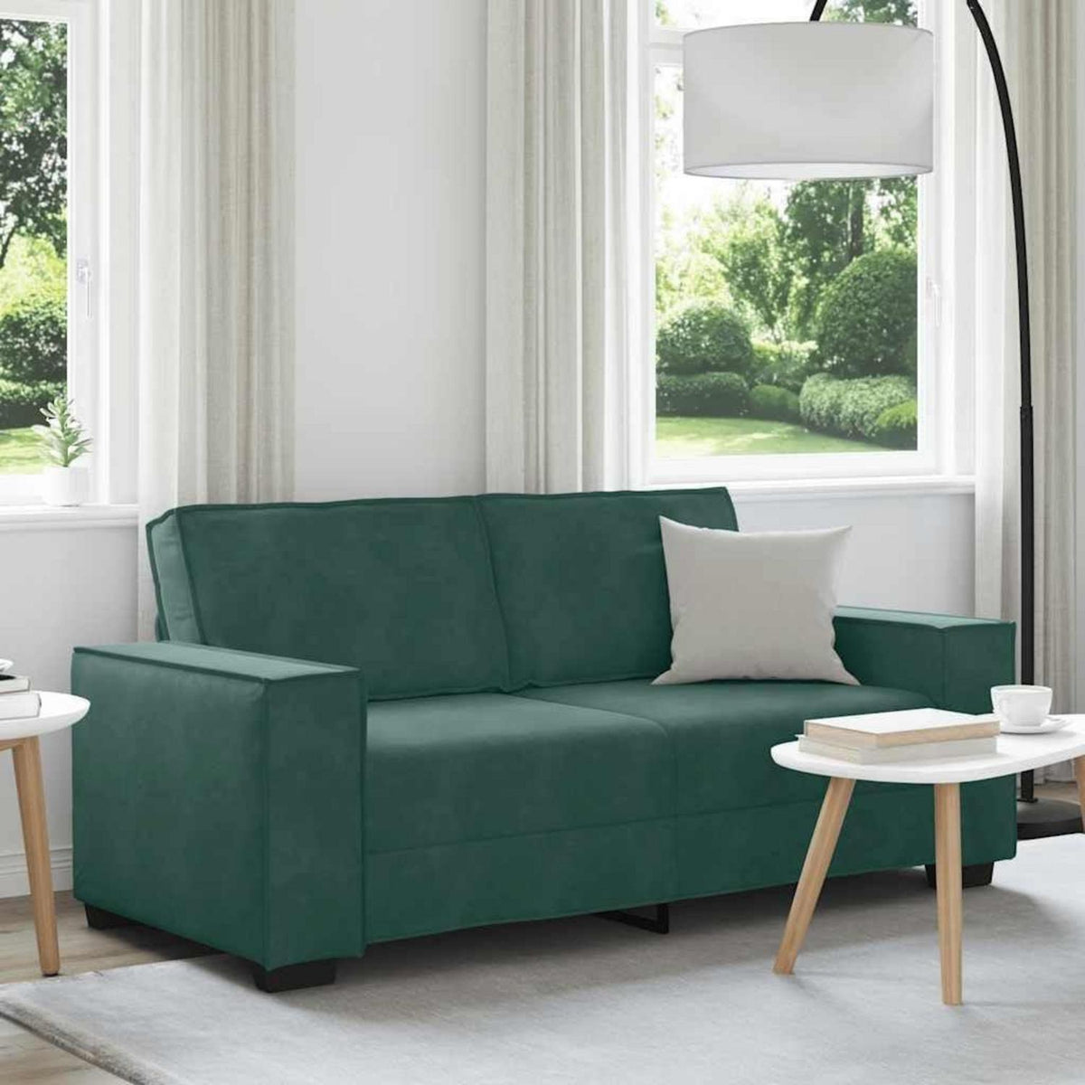 2-Sitzer Sofa Dunkelgrün – Samt Polstercouch 140cm