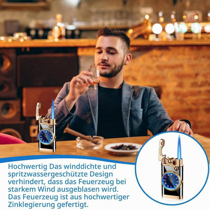 2x Jet Feuerzeug mit Uhr, Winddicht & Nachfüllbar