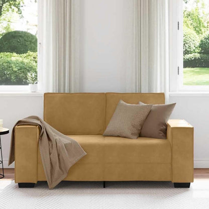 2-Sitzer Sofa Braun, Samt, 120cm – Komfortable Polstercouch