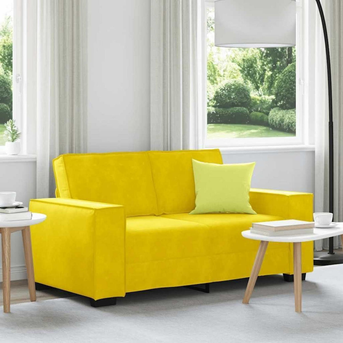 2-Sitzer Sofa Gelb – Samt Polstercouch für Wohnzimmer