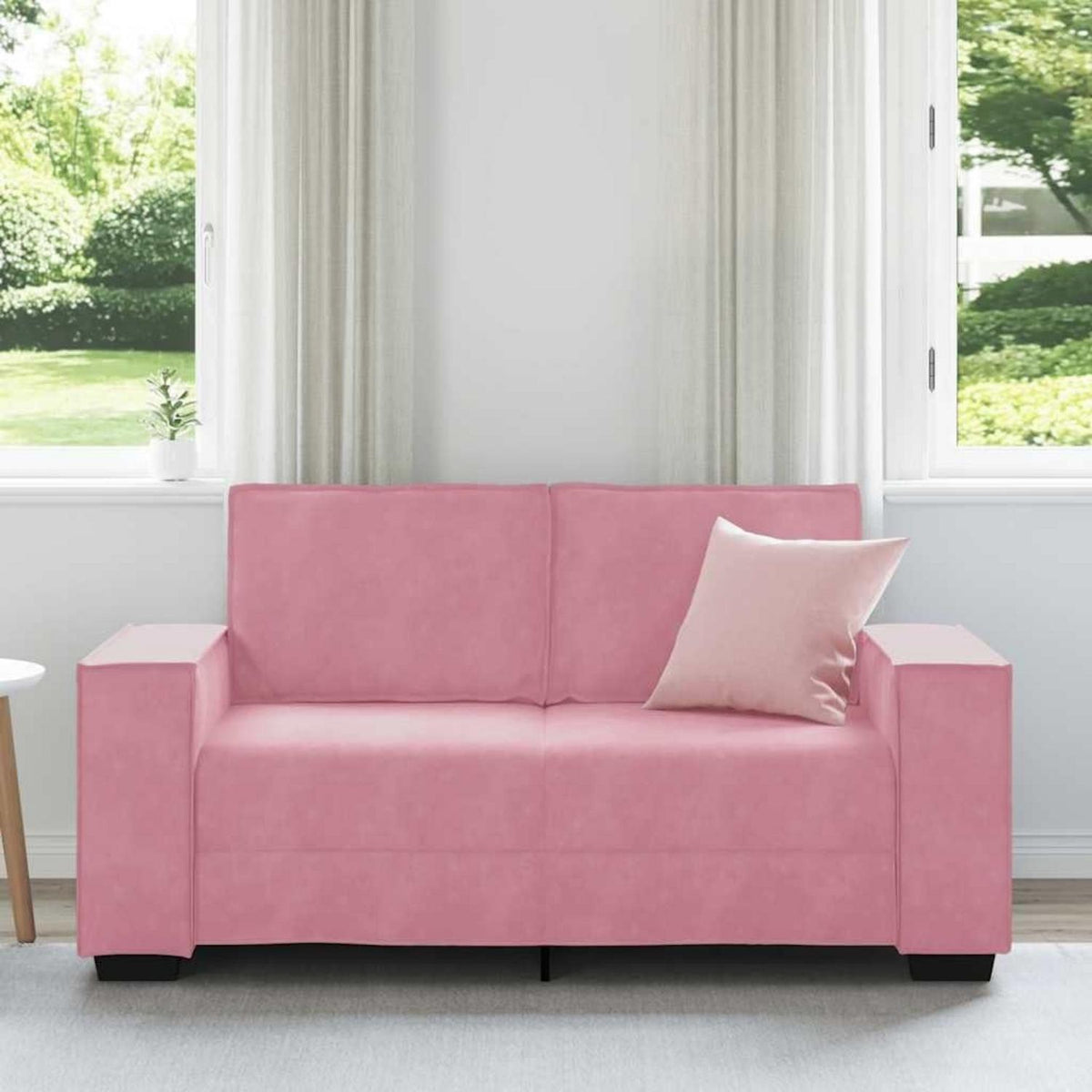 Rosa Samt 2-Sitzer Sofa – Komfortable Polstercouch 120cm