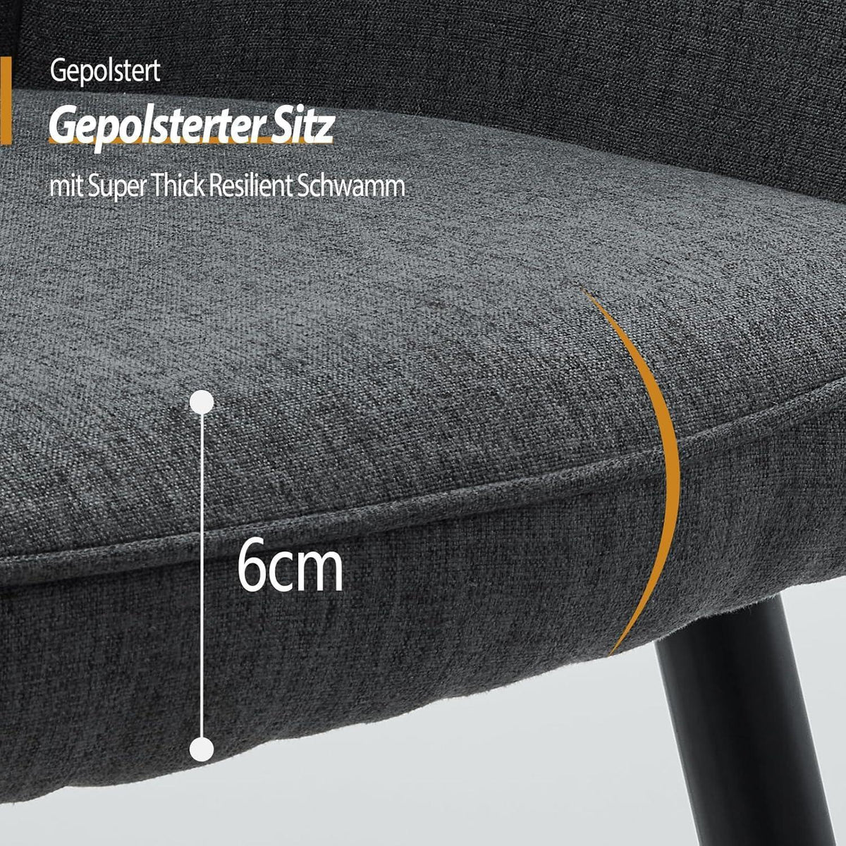Leinen Esszimmerstühle Set Dunkelgrau – Komfortable Polsterstühle