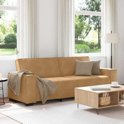 3-Sitzer Sofa Braun, Samt, 180 cm – Komfortable Polstercouch