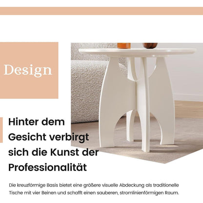 Cremeweißer Beistelltisch – Moderner Sofa- & Side-Tisch
