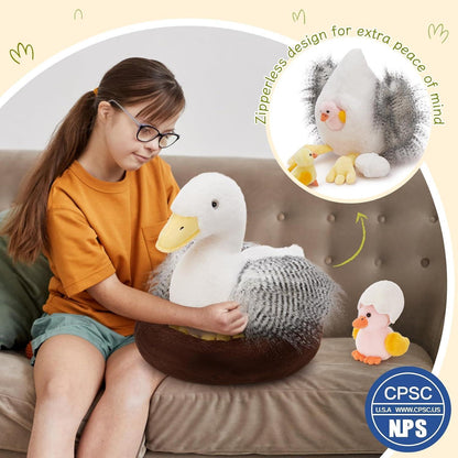 XXL Kuscheltier Ente mit Babys – Plüschtier Geschenk für Kinder