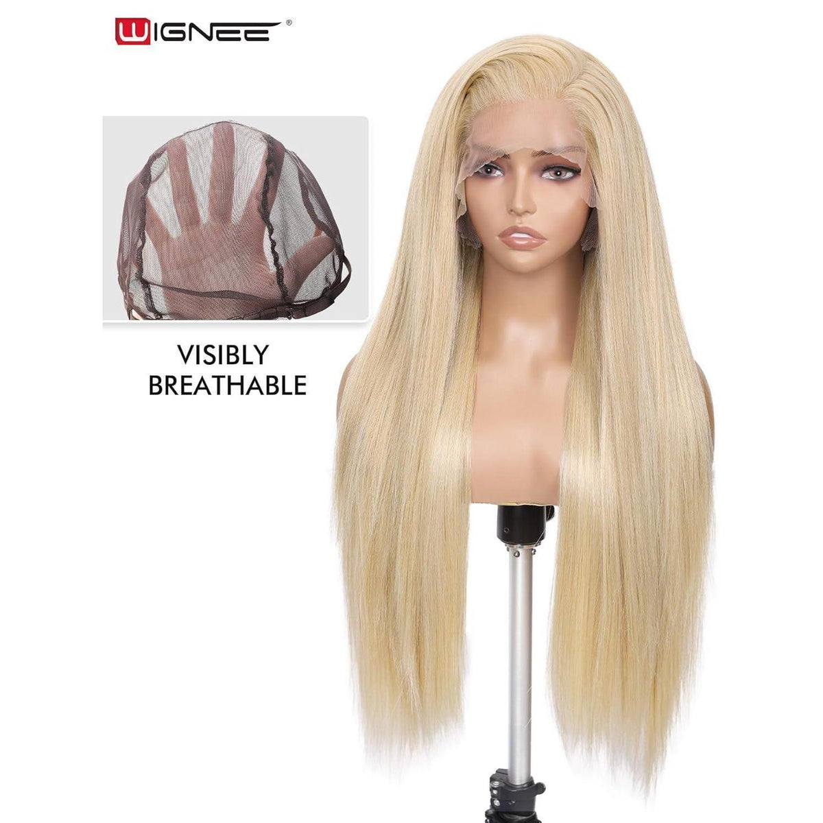 Blonde Synthetische Spitze Frontperücke 28 Zoll Gerade Perücke