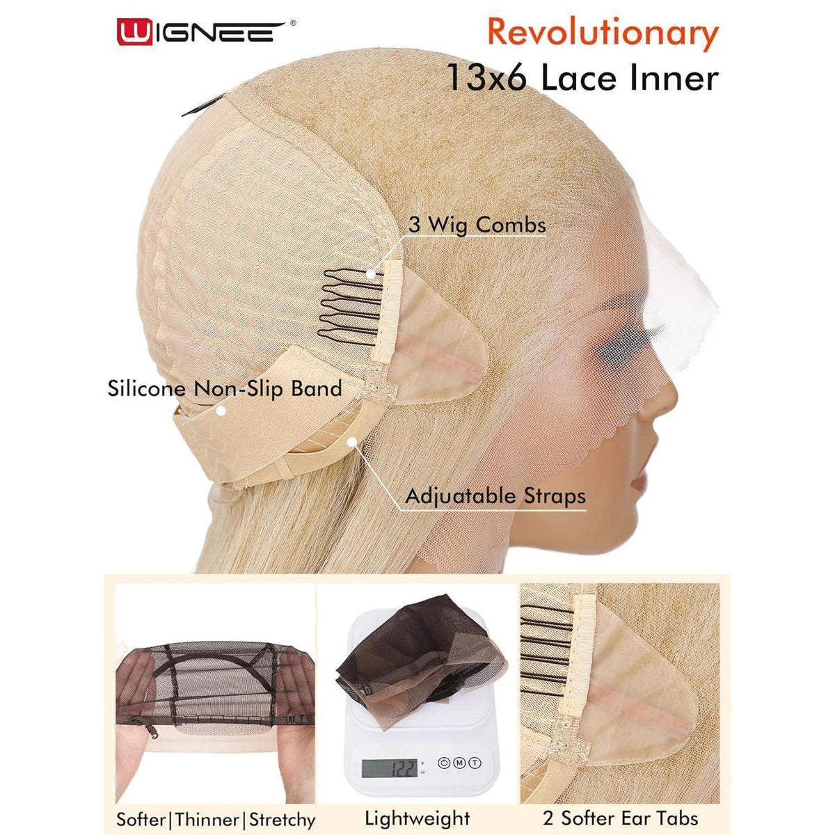 Blonde Synthetische Spitze Frontperücke 28 Zoll Gerade Perücke