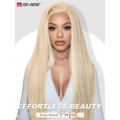 Blonde Synthetische Spitze Frontperücke 28 Zoll Gerade Perücke