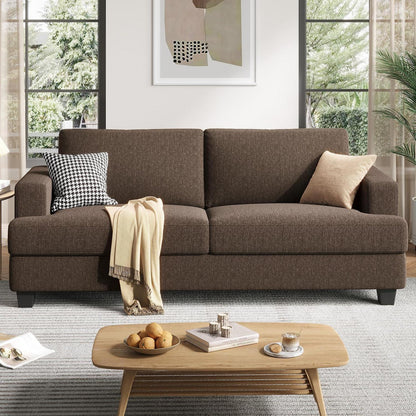 Großes 2-Sitzer Sofa mit Leinenstoff & Tiefsitz