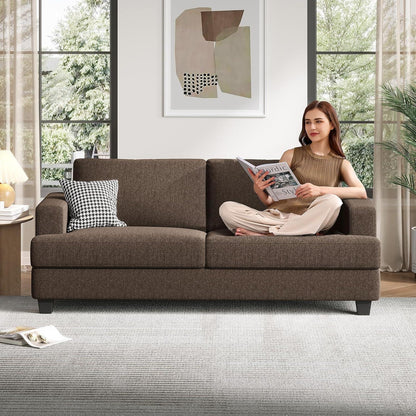 Großes 2-Sitzer Sofa mit Leinenstoff & Tiefsitz