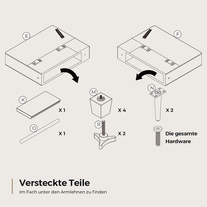 Großes 2-Sitzer Sofa mit Leinenstoff & Tiefsitz