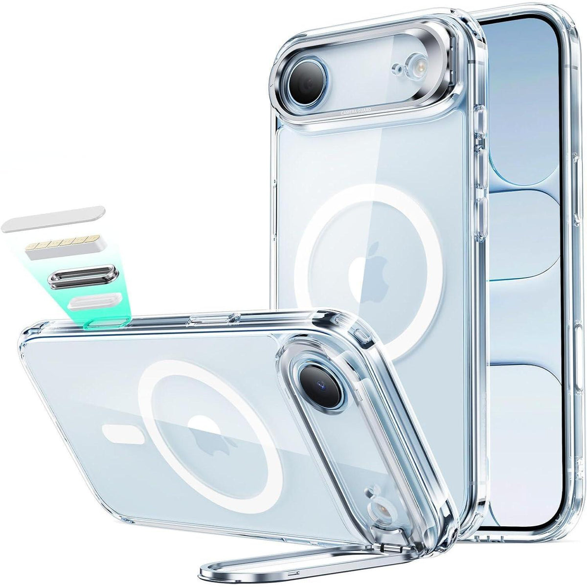 iPhone Air Hülle mit MagSafe Ständer und Kamerasteuerung, Klar