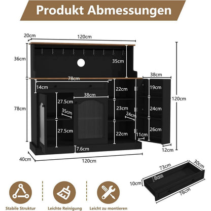 Küchenschrank mit Arbeitsplatte & Weinschrank Schwarz