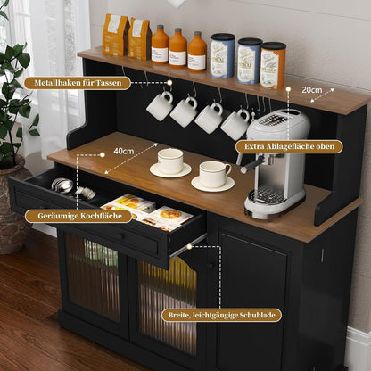 Küchenschrank mit Arbeitsplatte & Weinschrank Schwarz