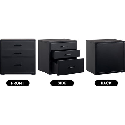 Schreibtisch-Aktenschrank mit 3 Schubladen, Metall, Schwarz