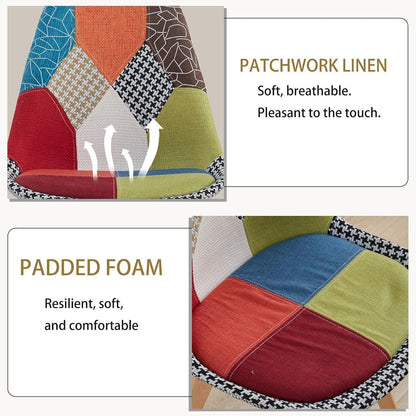 Patchwork Esszimmerstühle 2er-Set mit Holzbeinen