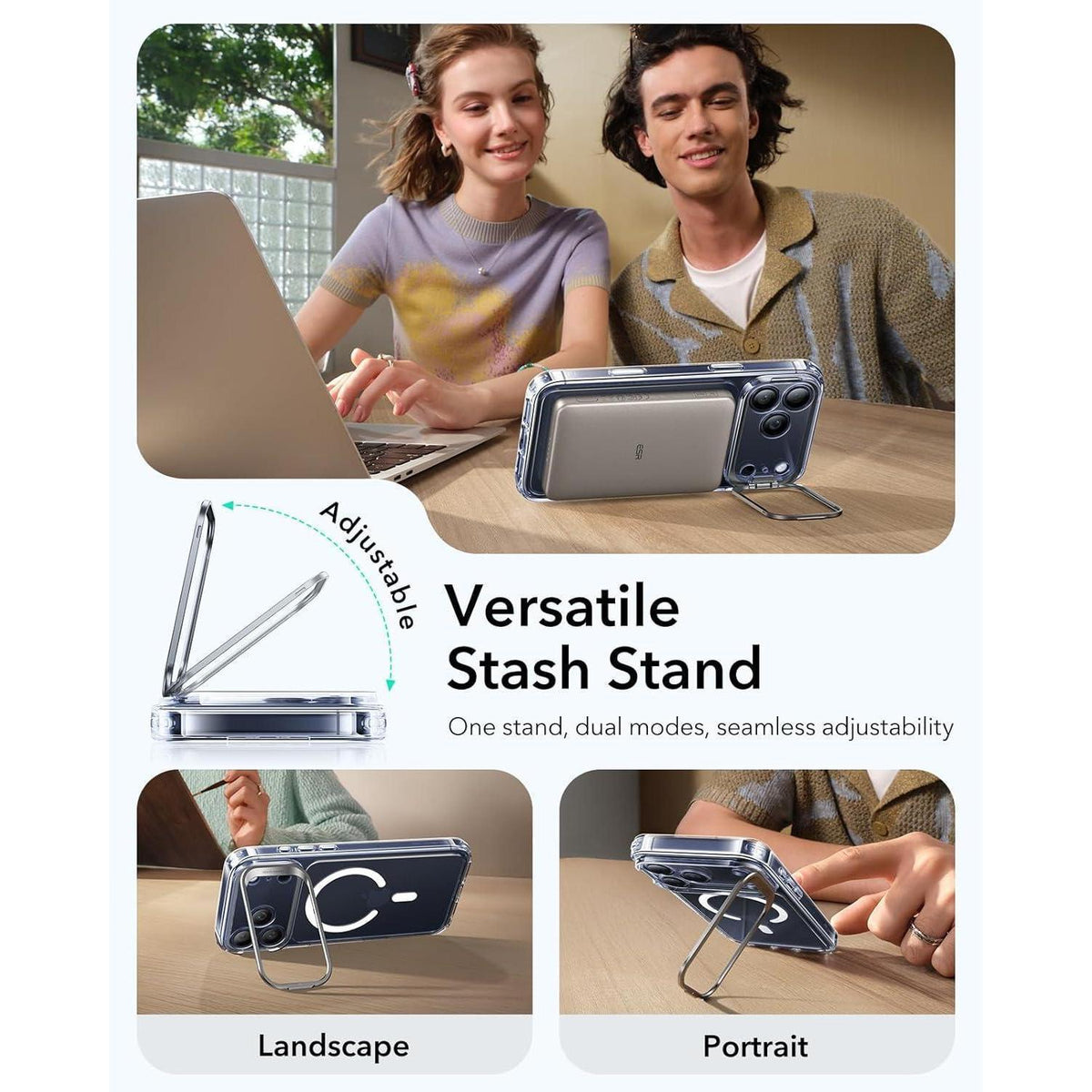 iPhone 17 Pro Max Hülle mit Ständer und Kamerasteuerung, MagSafe, Klar