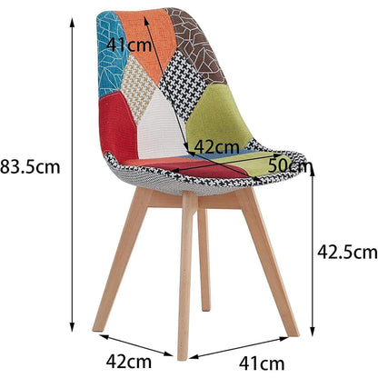 Patchwork Esszimmerstühle Set (8er-Set) mit Holzbeinen Rot