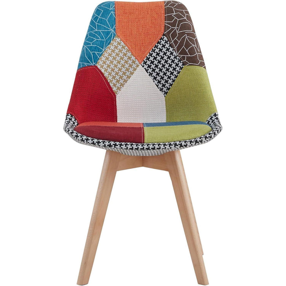 Patchwork Esszimmerstühle Set (8er-Set) mit Holzbeinen Rot