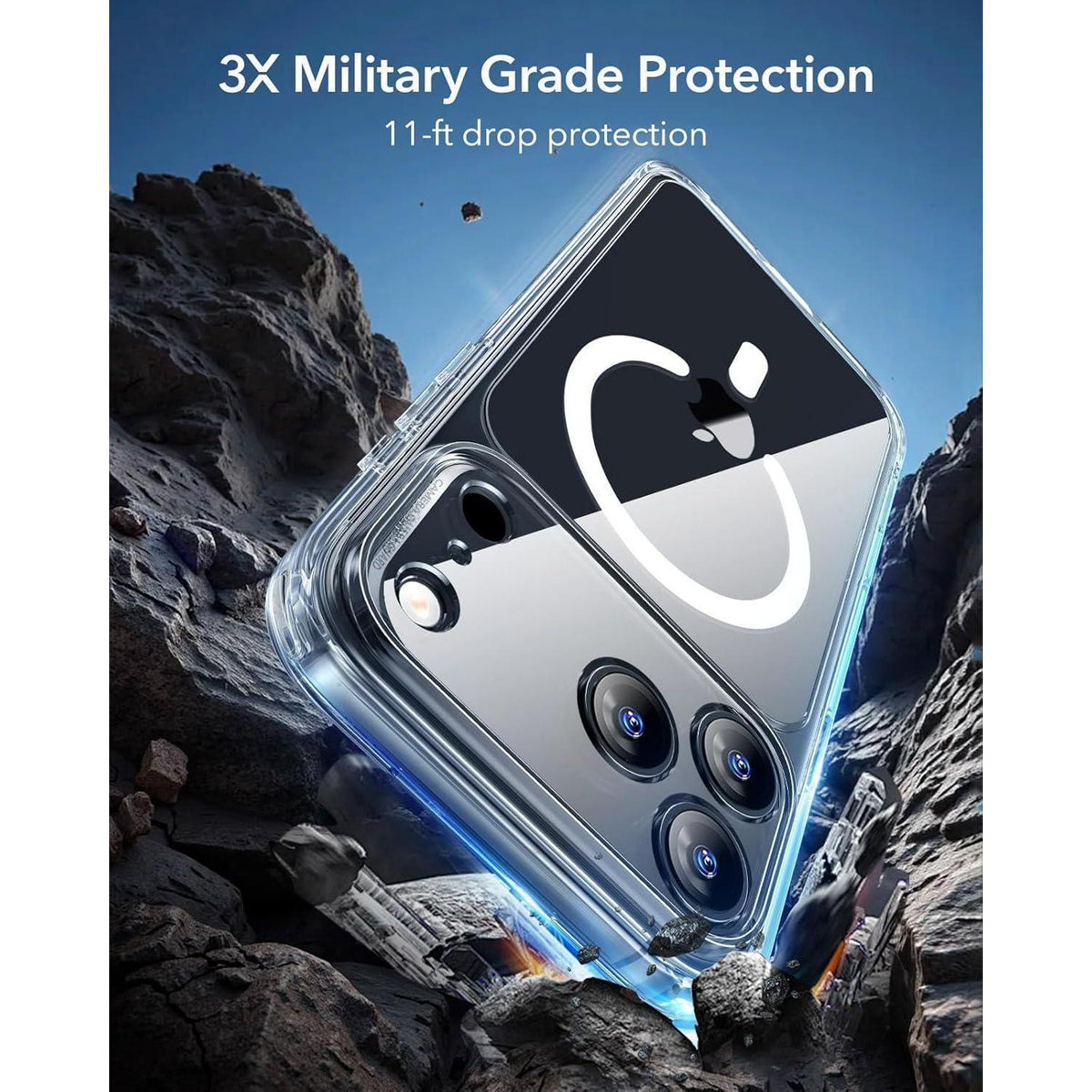 iPhone 17 Pro Max Hülle mit Kamerasteuerung, MagSafe, Militärschutz, Klar