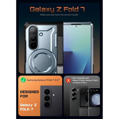 Hülle mit Ständer für Samsung Galaxy Z Fold 7, MagSafe, Displayschutz, Blau