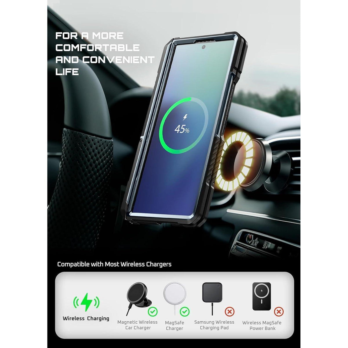 Hülle mit Ständer für Samsung Galaxy Z Fold 7, MagSafe, Displayschutz, Blau