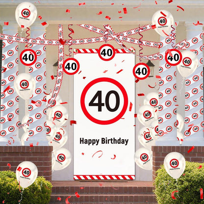 40. Geburtstag Deko Set mit Banner, Ballons & Verkehrszeichen