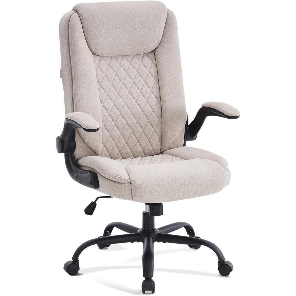 Ergonomischer Bürostuhl mit Kopfstütze und Wippfunktion, Beige