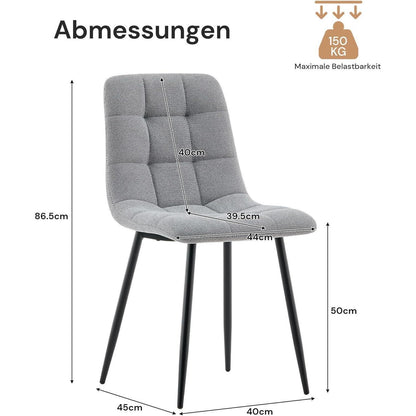 Esszimmerstühle 2er Set Dunkelgrau, Chenille Gepolstert