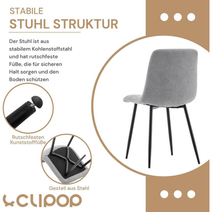 Esszimmerstühle 2er Set Dunkelgrau, Chenille Gepolstert
