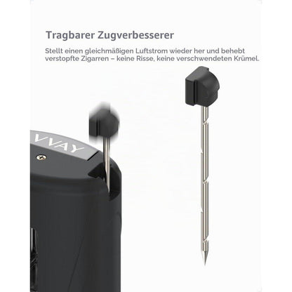 Sturmfeuerzeug mit V-Cutter, 4 Jetflammen, Schwarz
