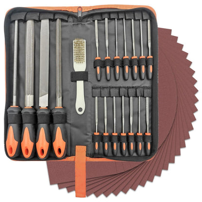 49-tlg. Feilen Set für Holz & Metall | Nadelfeilen, Schleifpapier & Etui