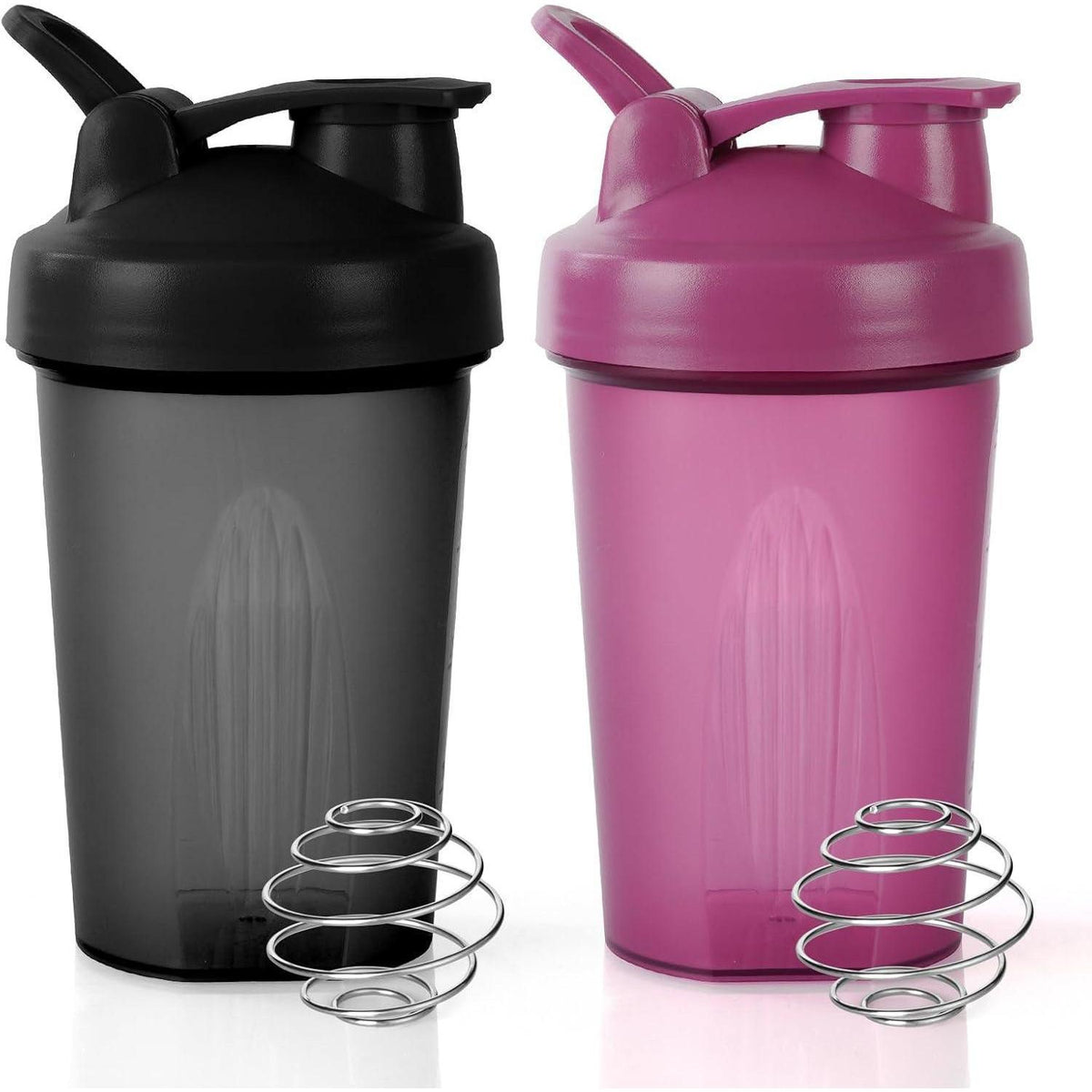 Protein Shaker 400ml mit Edelstahl-Mischkugel Schwarz+Lila