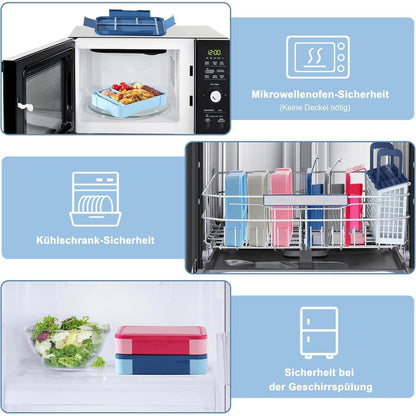 Brotdose Kinder mit Fächern – 1300ml, Auslaufsicher & BPA-frei