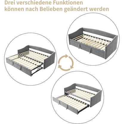 Ausziehbett 90/180x200 cm mit Bettkasten & Stauraum