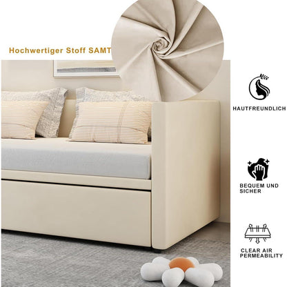 Schlafsofa 90/180x200 cm mit Bettkasten – Beige