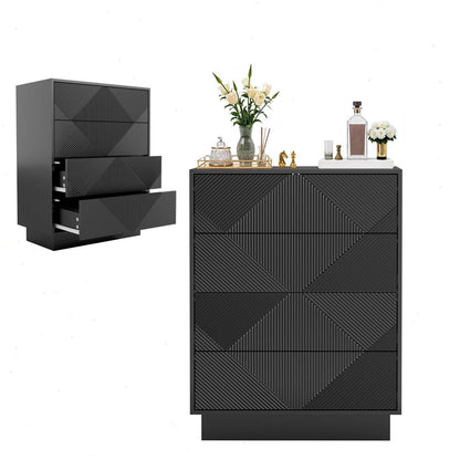 Moderne Kommode mit 4 Schubladen – Schwarz, 60x33,5x77,5cm