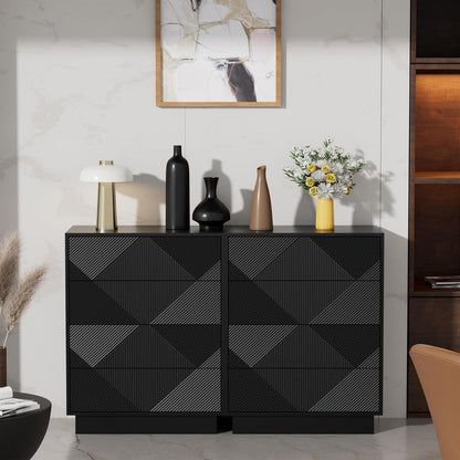Moderne Kommode mit 4 Schubladen – Schwarz, 60x33,5x77,5cm