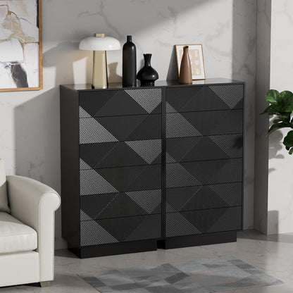 Schmale Kommode mit 6 Schubladen | Schwarz | Wohnzimmer, Schlafzimmer