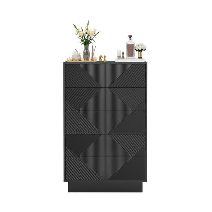 Schmale Kommode mit 5 Schubladen | Schwarz | Wohnzimmer Schlafzimmer