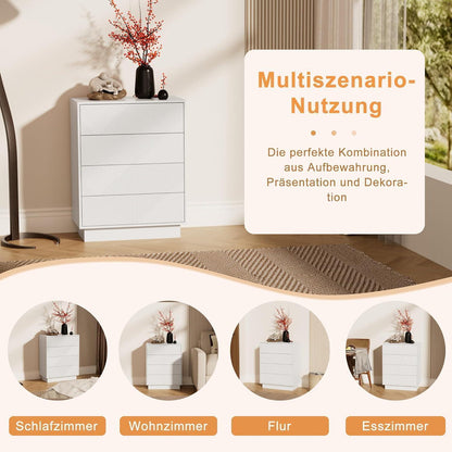 Moderne Kommode mit 4 Schubladen – Weiß, 60x33,5x77,5 cm