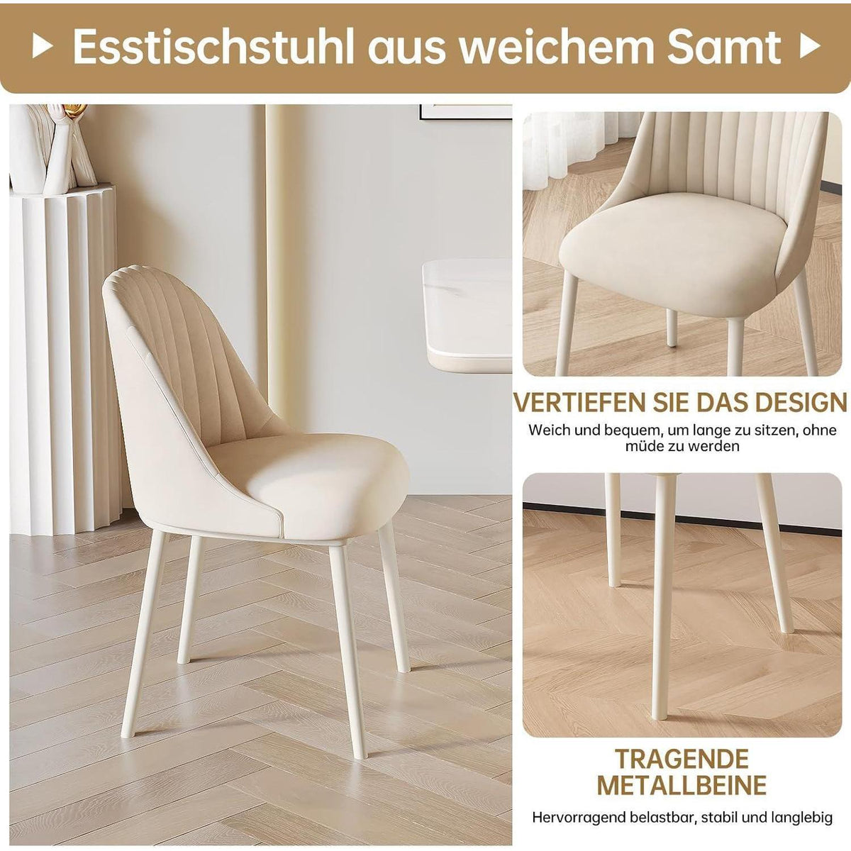 Esszimmer Set 5-teilig – 200cm Esstisch mit weißen Stühlen