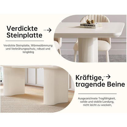 Esszimmer Set 5-teilig – 200cm Esstisch mit weißen Stühlen