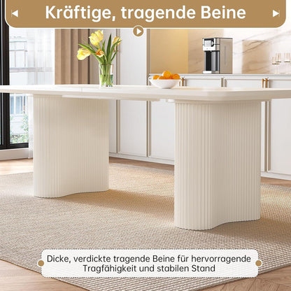 9-teiliges Esszimmer Set mit 200cm Esstisch & weißen Stühlen