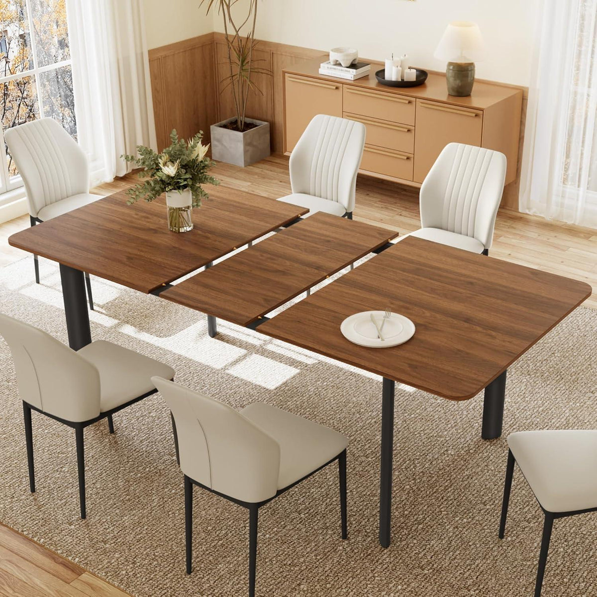 Ausziehbarer Esstisch mit 6 Stühlen – Modernes Esszimmer-Set